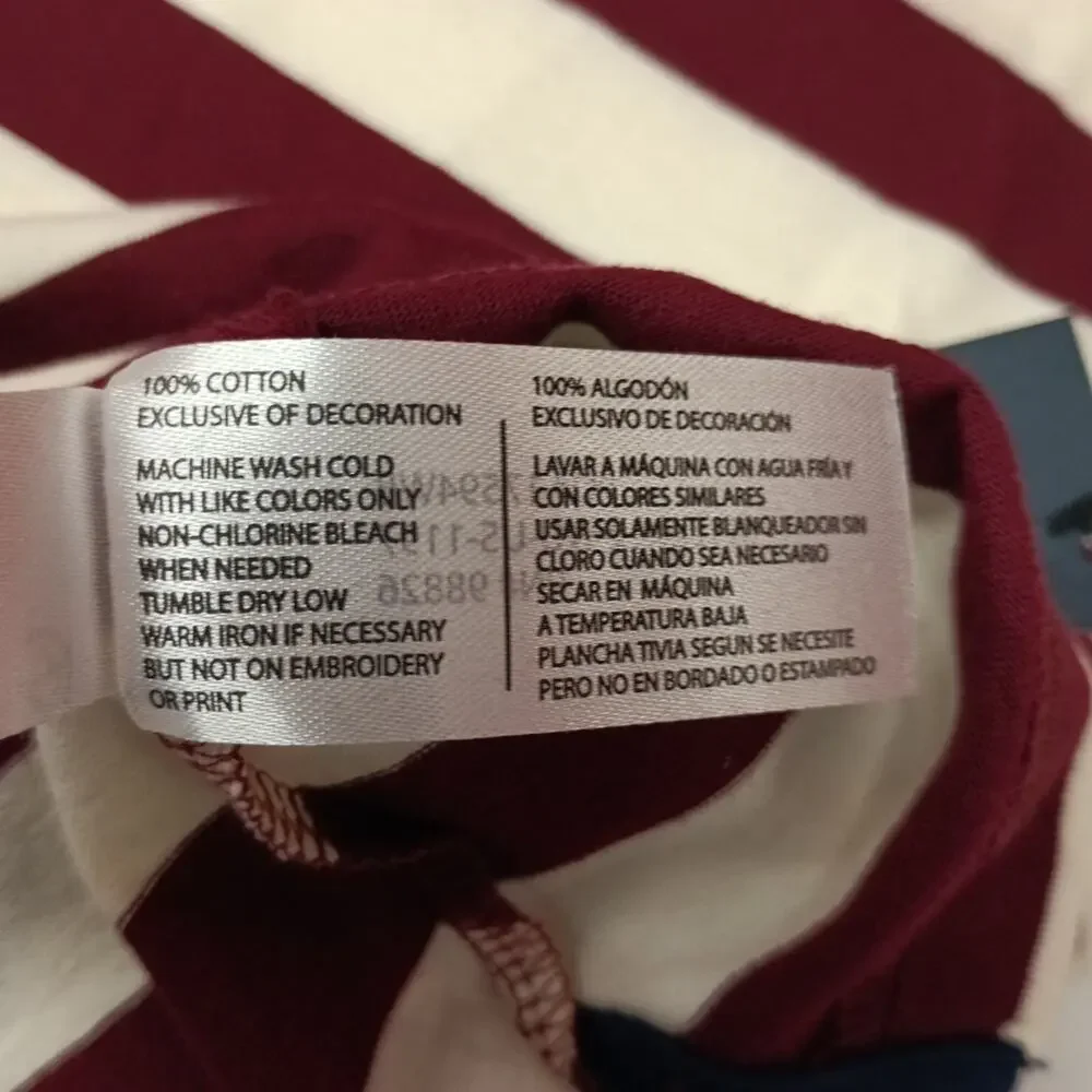 U.S. Polo‎ Assn. Boys Striped Jersey Polo Shirt M (8) Maroon Fall 100% Cotton